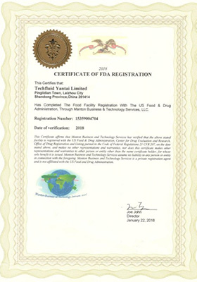 Certificação Food and Drug Administration (FDA)
